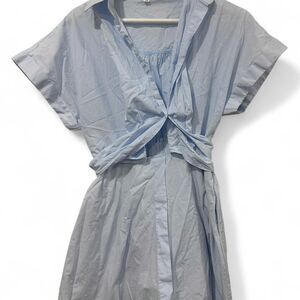 Mable Light Blue Tie Waist Dress Womens Short Sleeve Summer Dress Size S